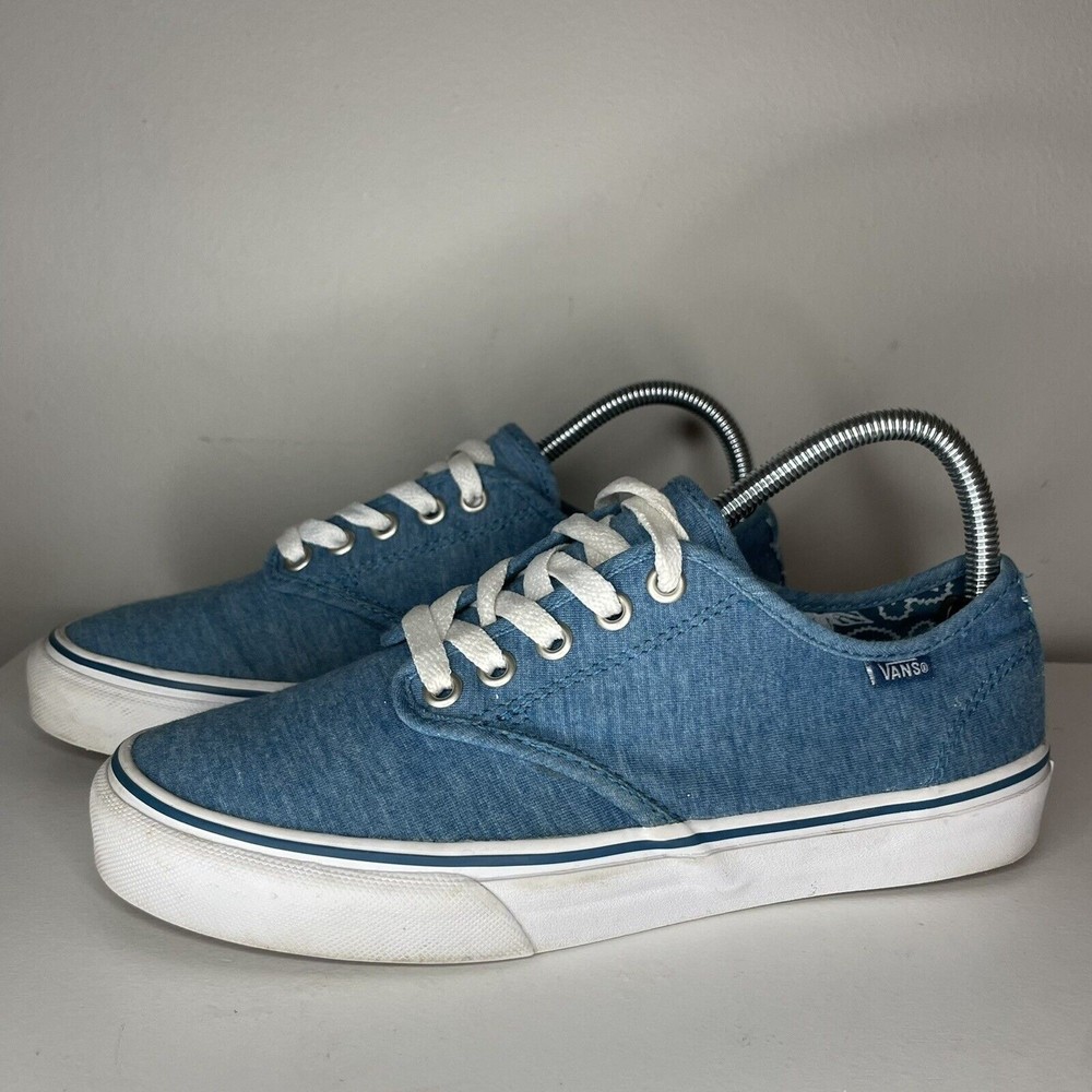 Vans Off The Wall Womens Size 7.5 Teal Chambray Canvas Low Top Lace Up